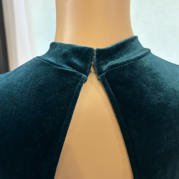 Divided Opened back Green Velour mini dress sz 4 - Picture 3 of 7